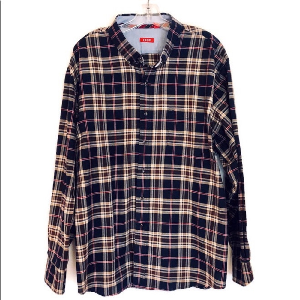 Izod Men’s Long Sleeve Plaid Shirt, Size 2X